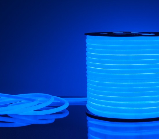 Гибкий неон LS003 220V 9.6W 144Led 2835 IP67 16mm круглый синий, 50 м