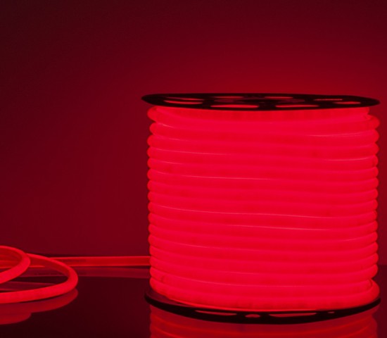 Гибкий неон LS003 220V 9.6W 144Led 2835 IP67 16mm круглый красный, 50 м