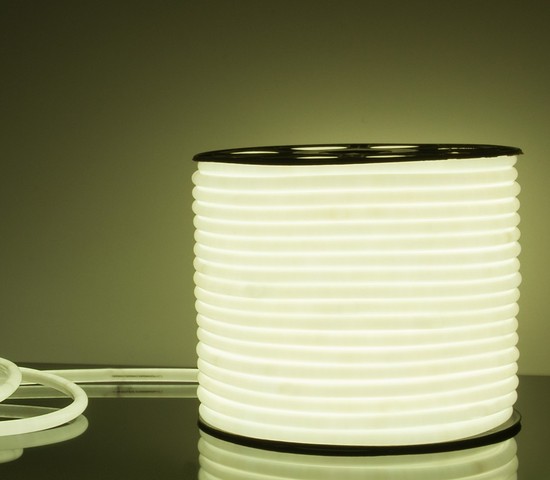 Гибкий неон LS003 220V 9.6W 144Led 2835 IP67 16mm 6500K круглый холодный белый, 50 м