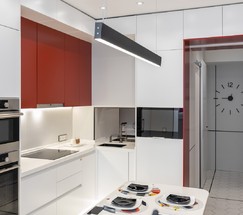 Линейный светодиодный подвесной односторонний светильник 128см 25W 6500K черная шагрень (101-200-30-128)