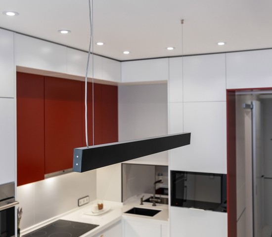 Линейный светодиодный подвесной односторонний светильник 103см 20W 6500K черная шагрень (101-200-30-103)