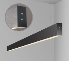 Линейный светодиодный подвесной двусторонний светильник 128см 50W 6500K черная шагрень (101-200-40-128)