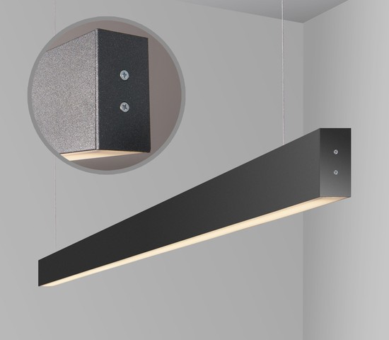 Линейный светодиодный подвесной двусторонний светильник 128см 50W 3000K черная шагрень (101-200-40-128)