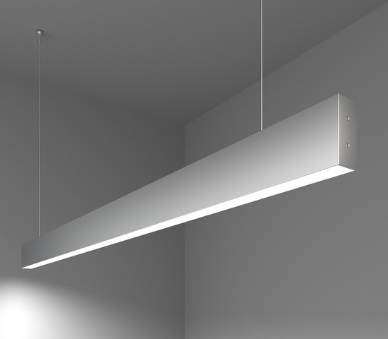 Линейный светодиодный подвесной односторонний светильник 128см 25W 6500K матовое серебро (101-200-30-128)