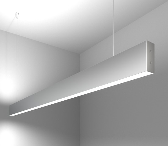Линейный светодиодный подвесной двусторонний светильник 128см 50W 6500K матовое серебро (101-200-40-128)
