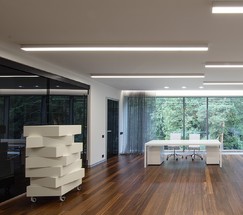 Линейный светодиодный накладной односторонний светильник 128см 25W 6500K матовое серебро (101-100-30-128)