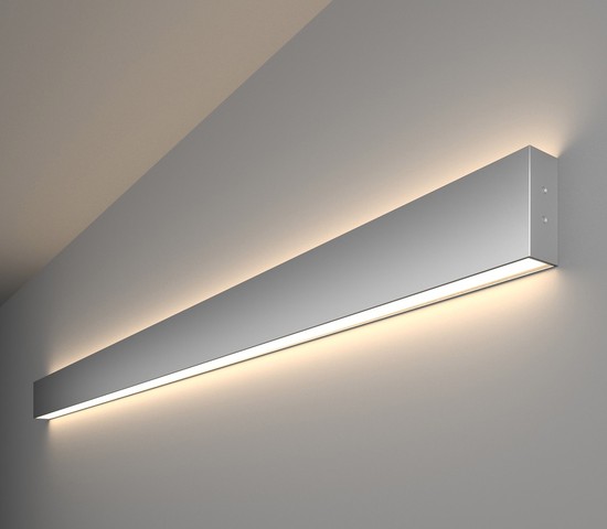 Линейный светодиодный накладной двусторонний светильник 128см 50W 4200K матовое серебро (101-100-40-128)