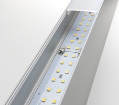 Линейный светодиодный накладной двусторонний светильник 128см 50W 4200K матовое серебро (101-100-40-128)