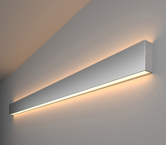 Линейный светодиодный накладной двусторонний светильник 128см 50W 3000K матовое серебро (101-100-40-128)