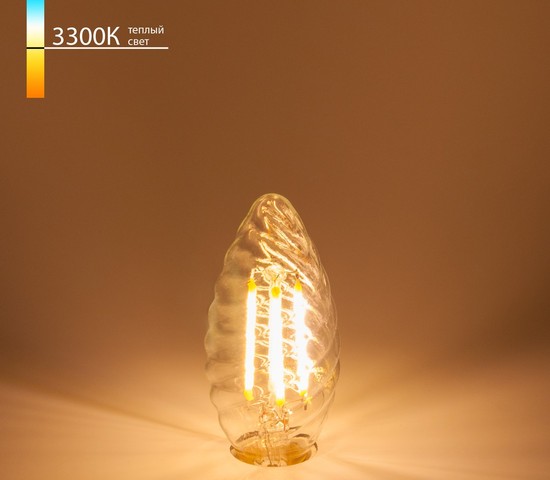 Лампа Свеча витая F 7W 3300K E14 прозрачный (BL128)