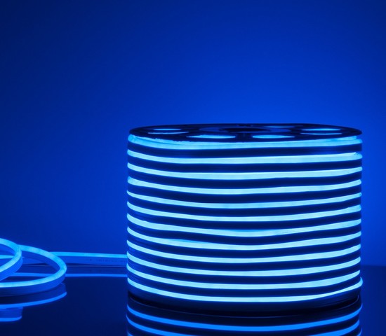 Гибкий неон LS001 220V 9.6W 120Led 2835 IP67 односторонний синий, 50 м