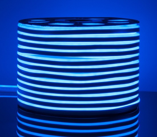 Гибкий неон LS001 220V 9.6W 120Led 2835 IP67 односторонний синий, 50 м