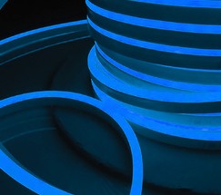 Гибкий неон LS001 220V 9.6W 120Led 2835 IP67 односторонний синий, 50 м