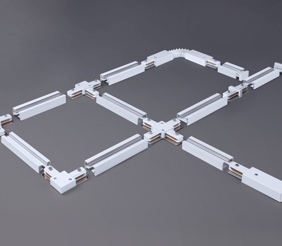 Коннектор X-образный для однофазного шинопровода (белый) (TRC-1-1-X-WH)