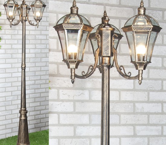 Универсальный уличный светильник Capella F/3 черное золото