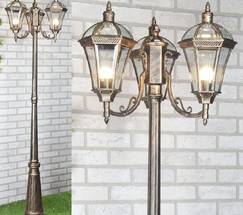 Универсальный уличный светильник Capella F/3 черное золото