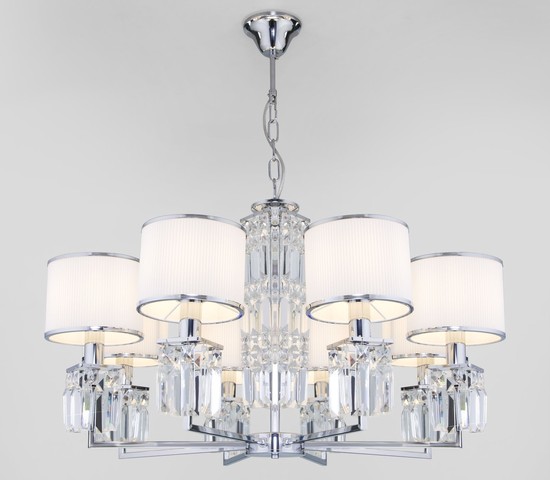 Люстра 10099/8 хром/прозрачный хрусталь Strotskis (новый абажур)