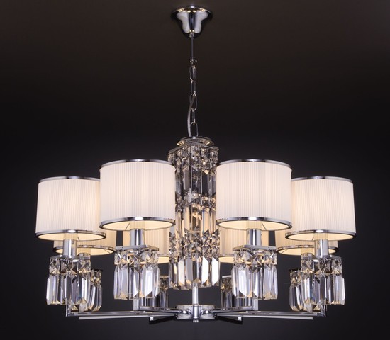 Люстра 10099/8 хром/прозрачный хрусталь Strotskis (новый абажур)