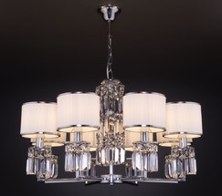 Люстра 10099/8 хром/прозрачный хрусталь Strotskis (новый абажур)