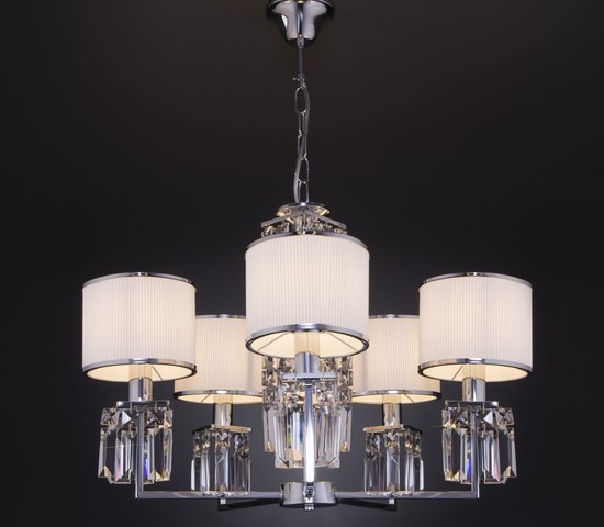 Люстра 10099/5 хром/прозрачный хрусталь Strotskis (новый абажур)