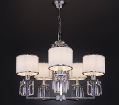 Люстра 10099/5 хром/прозрачный хрусталь Strotskis (новый абажур)