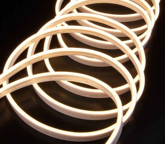 Гибкий неон 120Led 10W IP65 3300K с боковым свечением теплый белый, 5 м (24V 10W 120Led 2835 IP65)