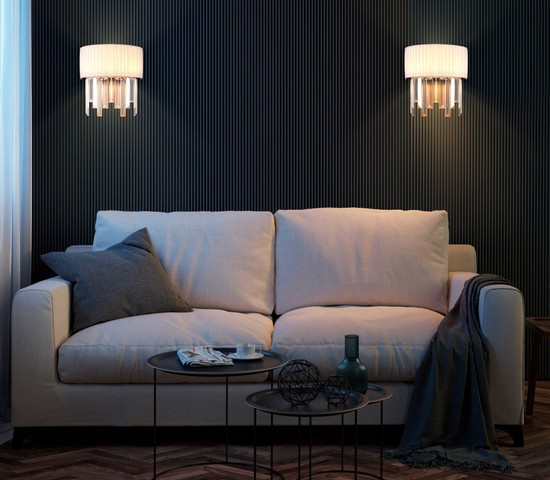 Настенный светильник 10122/2 хром/прозрачный хрусталь Strotskis (10106/2)