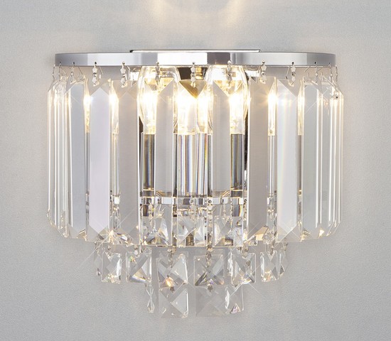 Настенный светильник 10121/2 хром/прозрачный хрусталь Strotskis (10105/2)