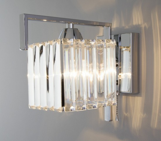 Настенный светильник 10126/1 хром/прозрачный хрусталь Strotskis (10117/1)