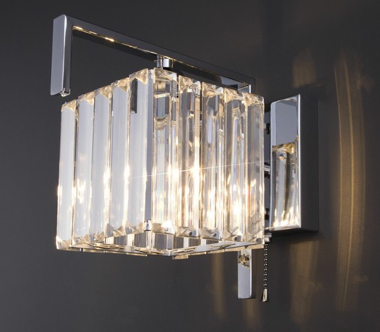 Настенный светильник 10126/1 хром/прозрачный хрусталь Strotskis (10117/1)