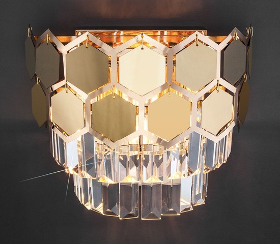 Настенный светильник 10124/2 золото/прозрачный хрусталь Strotskis (10113/2)