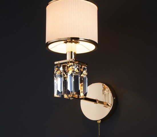 Настенный светильник 10129/1 золото/прозрачный хрусталь Strotskis (10099/1)