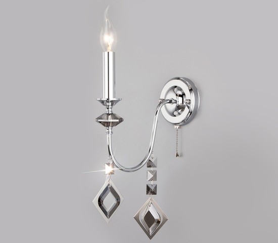 Настенный светильник 10120/1 хром/дымчатый хрусталь Strotskis (10110/1)