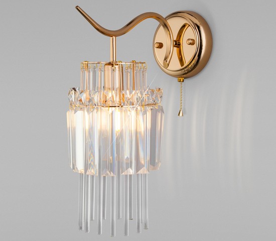 Настенный светильник 10119/1 золото/прозрачный хрусталь Strotskis