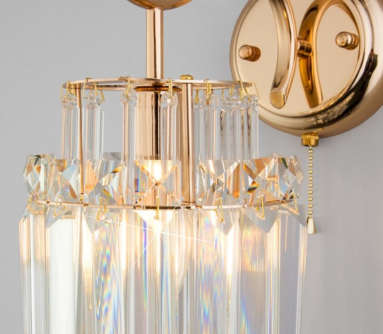 Настенный светильник 10119/1 золото/прозрачный хрусталь Strotskis