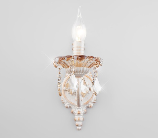 Настенный светильник 10118/1 белый с золотом/тонированный хрусталь Strotskis