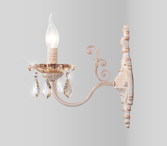 Настенный светильник 10118/1 белый с золотом/тонированный хрусталь Strotskis