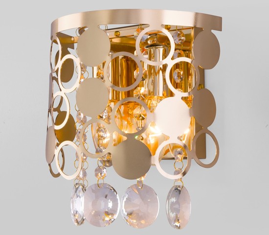 Настенный светильник 10114/2 золото/прозрачный хрусталь Strotskis