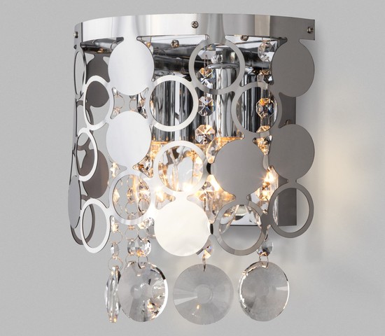 Настенный светильник 10114/2 хром/прозрачный хрусталь Strotskis