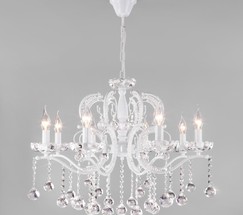 Люстра 10107/8 глянцевый белый/прозрачный хрусталь Strotskis