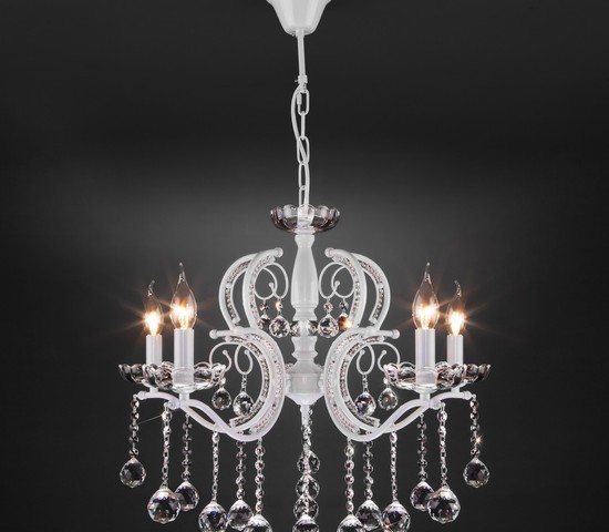 Люстра 10107/5 глянцевый белый/прозрачный хрусталь Strotskis