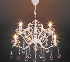 Люстра 10107/5 глянцевый белый/прозрачный хрусталь Strotskis