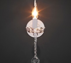 Настенный светильник 10107/1 глянцевый белый/прозрачный хрусталь Strotskis