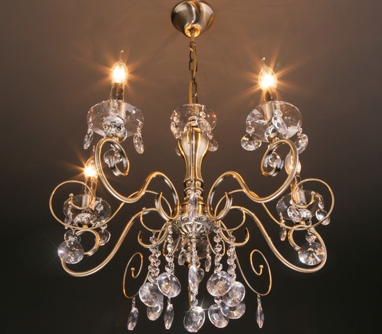 Люстра 10104/5 античная бронза/прозрачный хрусталь Strotskis