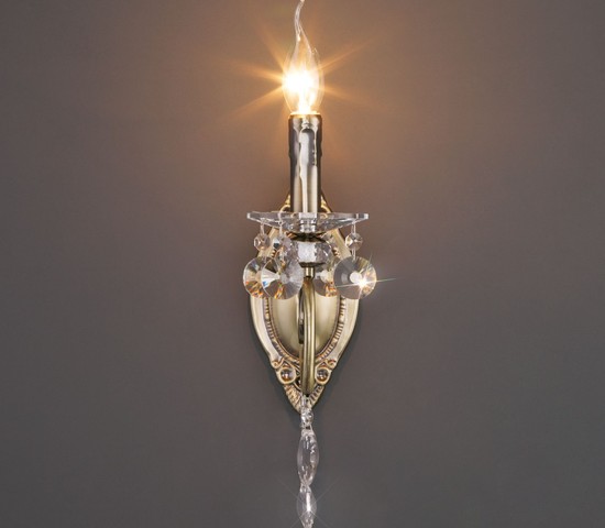 Настенный светильник 10104/1 античная бронза/прозрачный хрусталь Strotskis