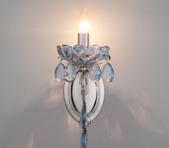 Настенный светильник 10109/1 хром/лазурный хрусталь Strotskis