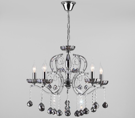 Люстра 10107/5 хром/дымчатый хрусталь Strotskis