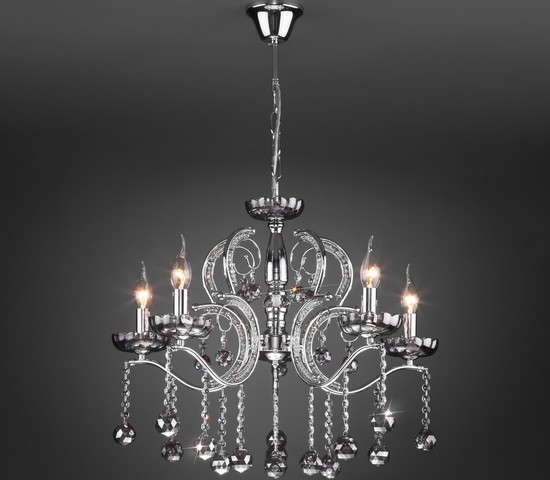 Люстра 10107/5 хром/дымчатый хрусталь Strotskis