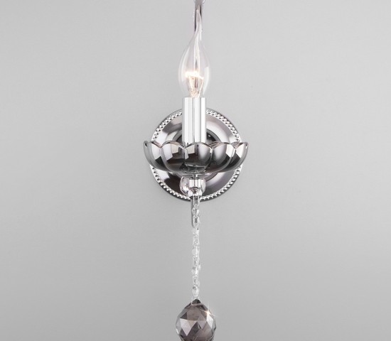 Настенный светильник 10107/1 хром/дымчатый хрусталь Strotskis