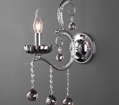 Настенный светильник 10107/1 хром/дымчатый хрусталь Strotskis